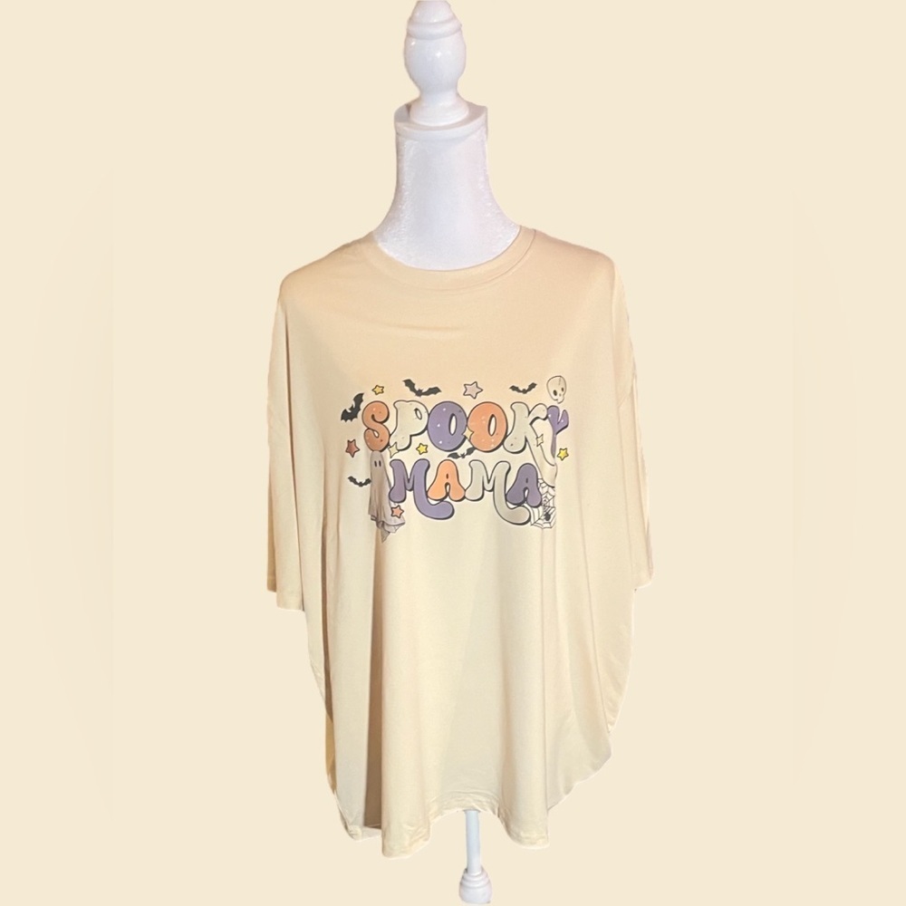 NWT Womens Plus Size Casual T-Shirt with Halloween Print Short Sleeve Round Neck